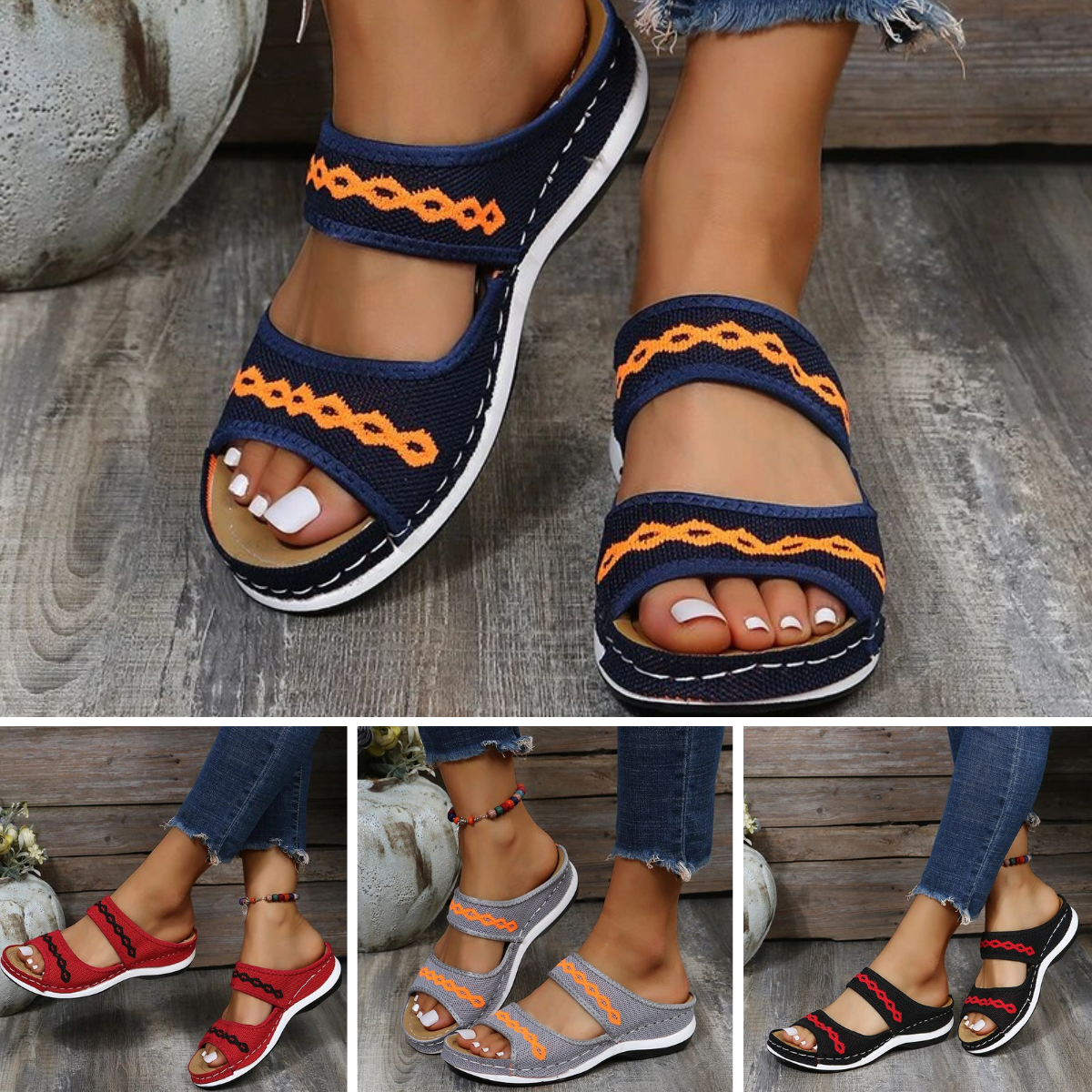 Damen-Sommerschuhe, ergonomische Sandalen, mit stoßabsorbierender Sohle-3