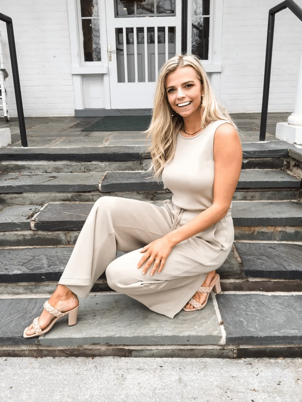 Damen-Jumpsuit Langarm Leichter Stoff mit Seitentaschen-1