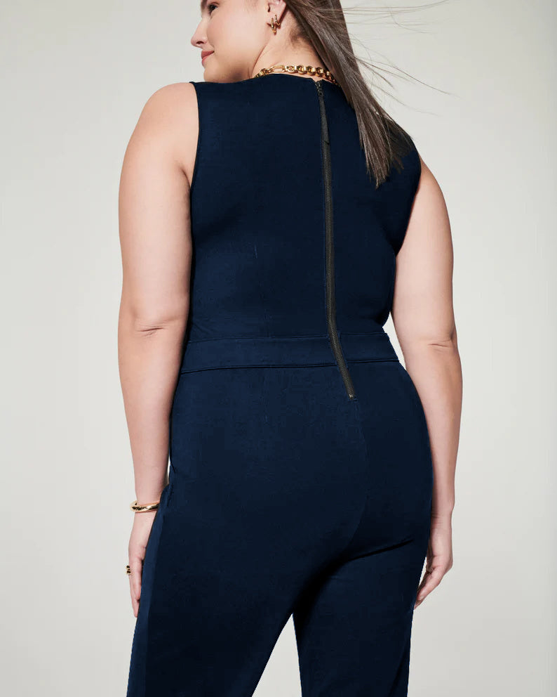 Damen-Jumpsuit Langarm Leichter Stoff mit Seitentaschen-5