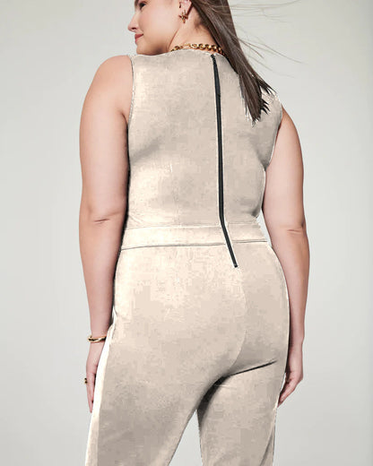 Damen-Jumpsuit Langarm Leichter Stoff mit Seitentaschen-6