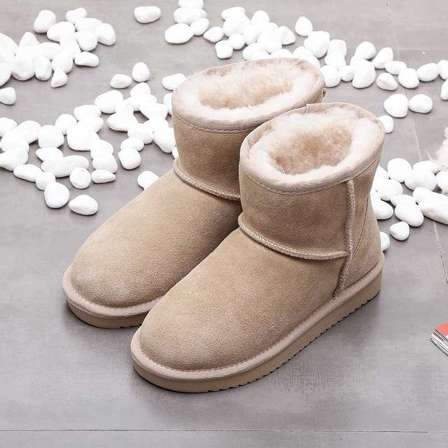 Damen Ankelstiefel Winter Kunstwolle-6