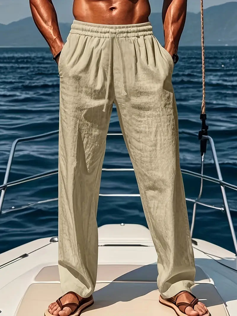 Herren-Leinenhose, geräumige Passform, hochwertig, Leinen-4