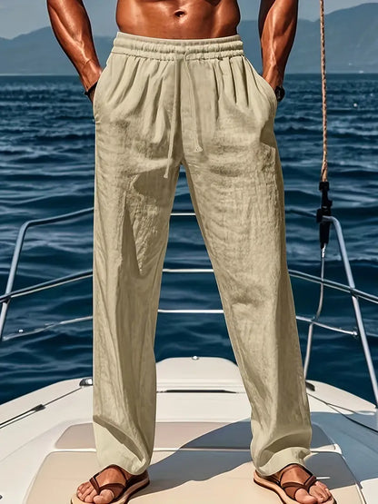 Herren-Leinenhose, geräumige Passform, hochwertig, Leinen-4