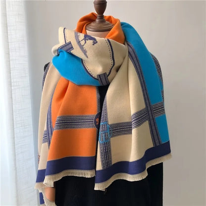 Damenschal, Oversized, Blumenmuster, weicher Stoff-5
