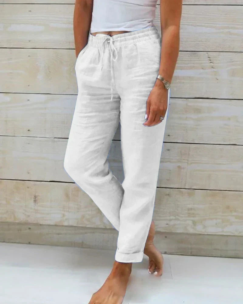 Stylische Damenhosen mit Gummibund – leichte Leinenhosen aus Baumwolle für Alltag und Fest 6