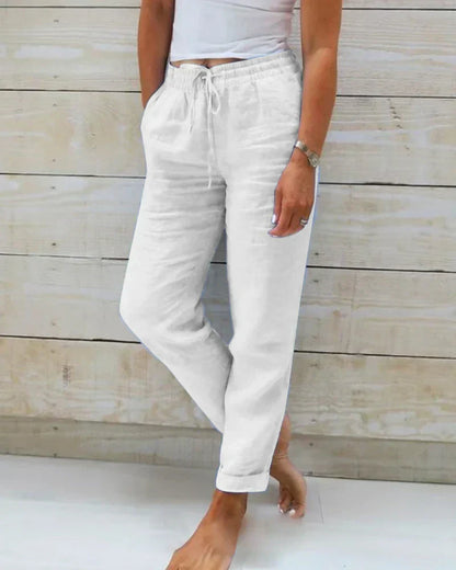 Stylische Damenhosen mit Gummibund – leichte Leinenhosen aus Baumwolle für Alltag und Fest 6
