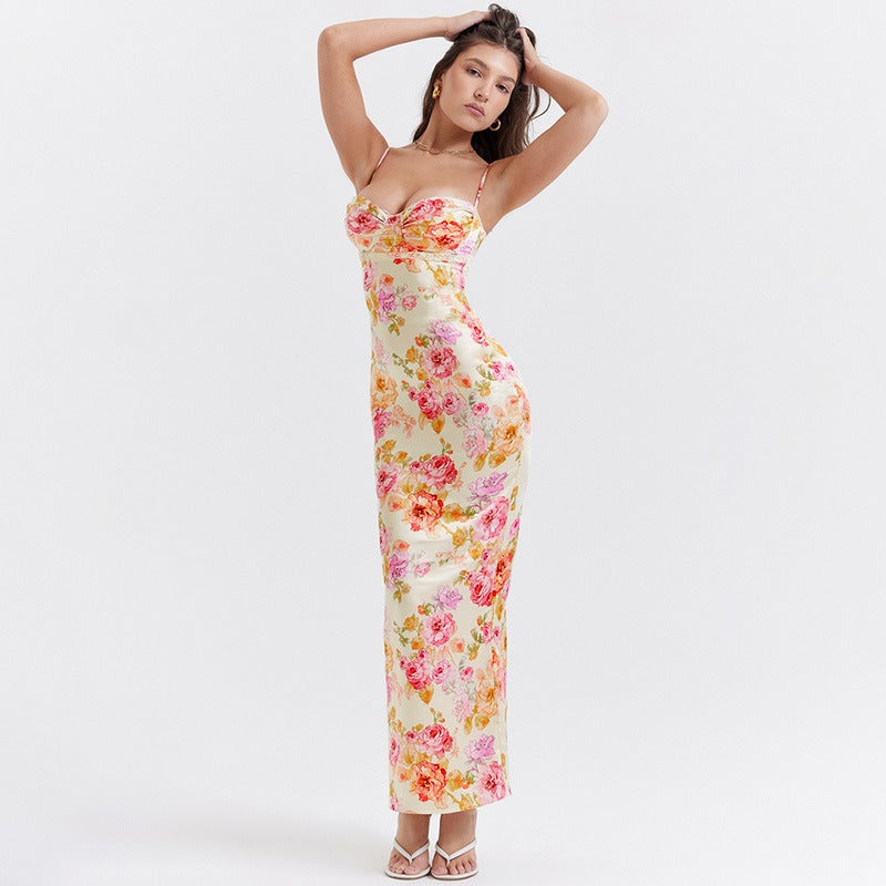Damen-Kleid Geblümtes Design Schmale Passform Hochwertiger Stoff-4