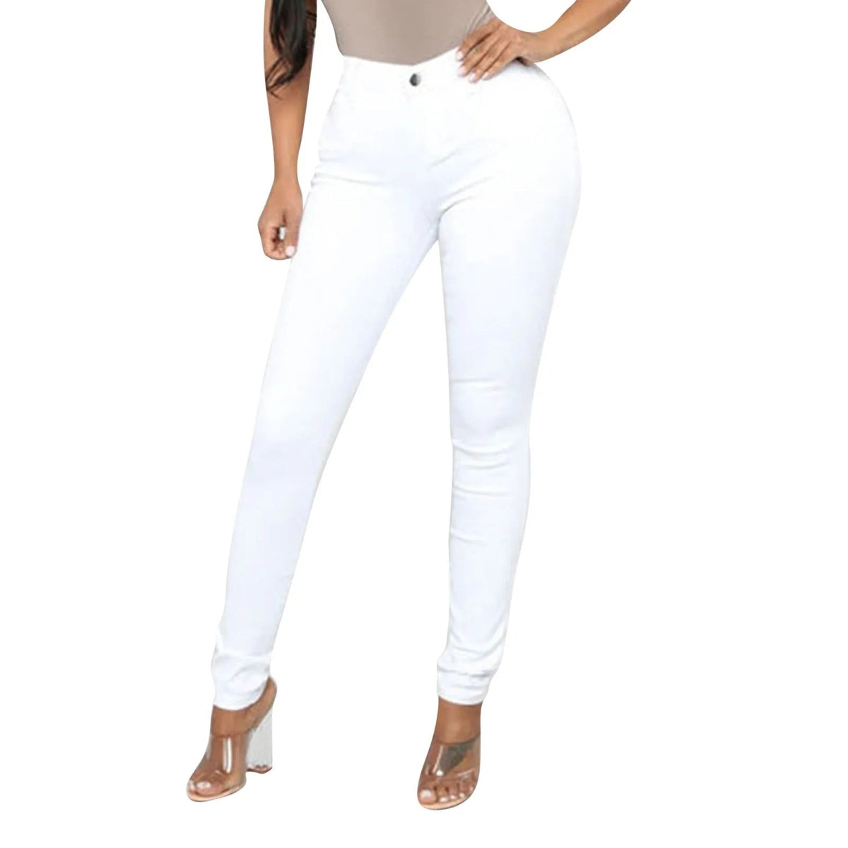 Damen-Jeans High Waist Elastische Passform Strapazierfähige Materialien-2