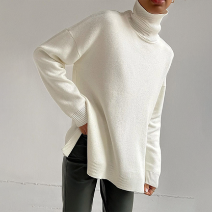 Variant image for Damen-Strickpullover, hoher Kragen, Viskose-Mischung mit Seitenschlitz-10