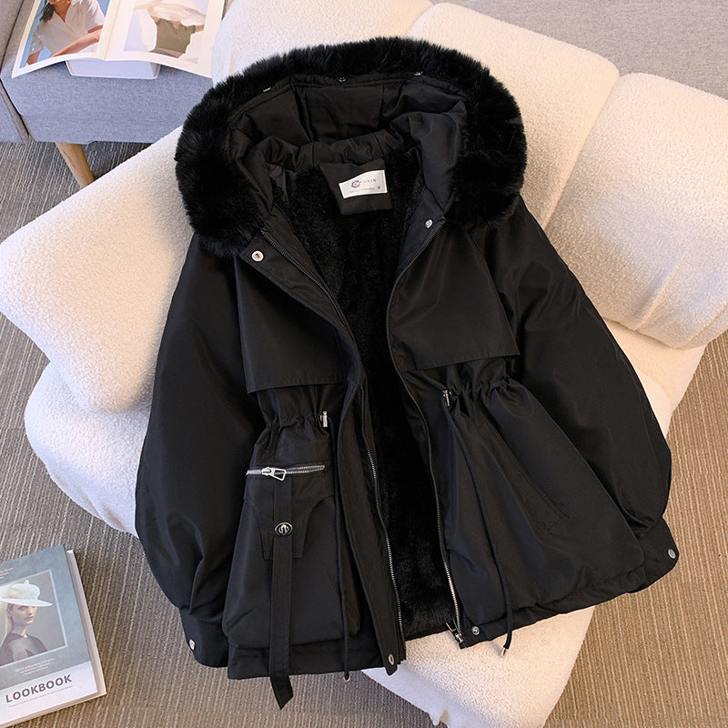 Damen Winterjacke mit Kapuze aus hochwertigem Polyester, langer Wintermantel für kalte Tage-3