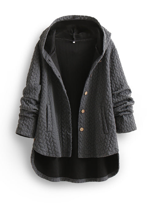 Damen-Lange Winterjacke, Oversized, Wolle und Polyester-1