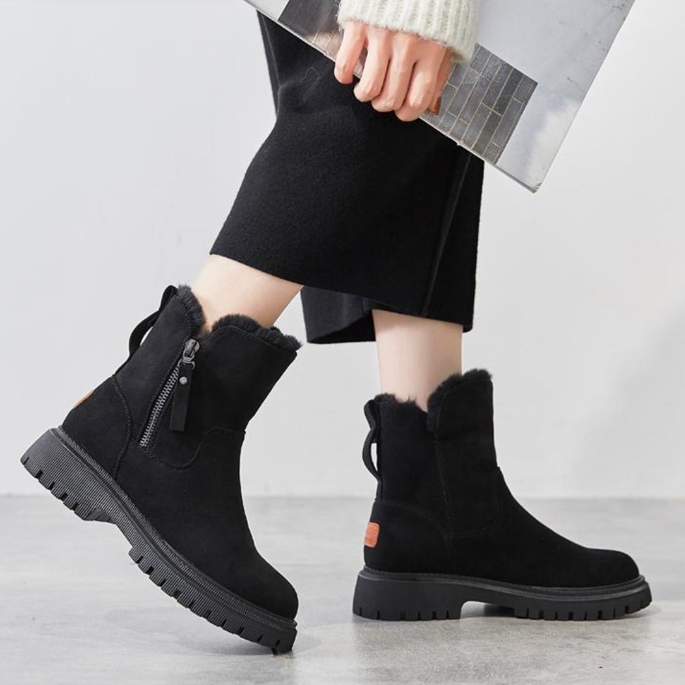 Gefütterte Damen-Winterstiefel, wasserdicht, Mikrofaser, mit rutschfester Sohle-2