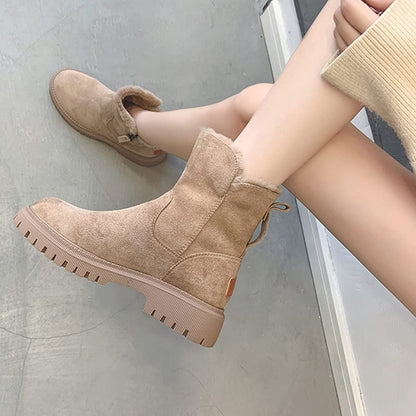 Gefütterte Damen-Winterstiefel, wasserdicht, Mikrofaser, mit rutschfester Sohle-5