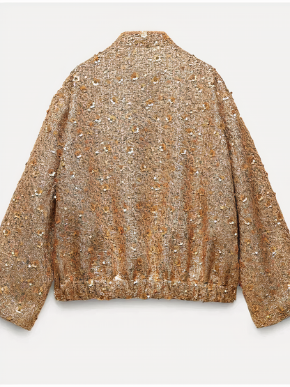 Damenjacke mit Pailletten Klassisches Design Hochwertiger Stoff-5