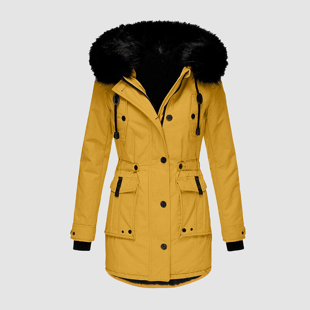 Damen-Mantel Winter Plüsch mit Wollkragen Gefüttert Fleece 3