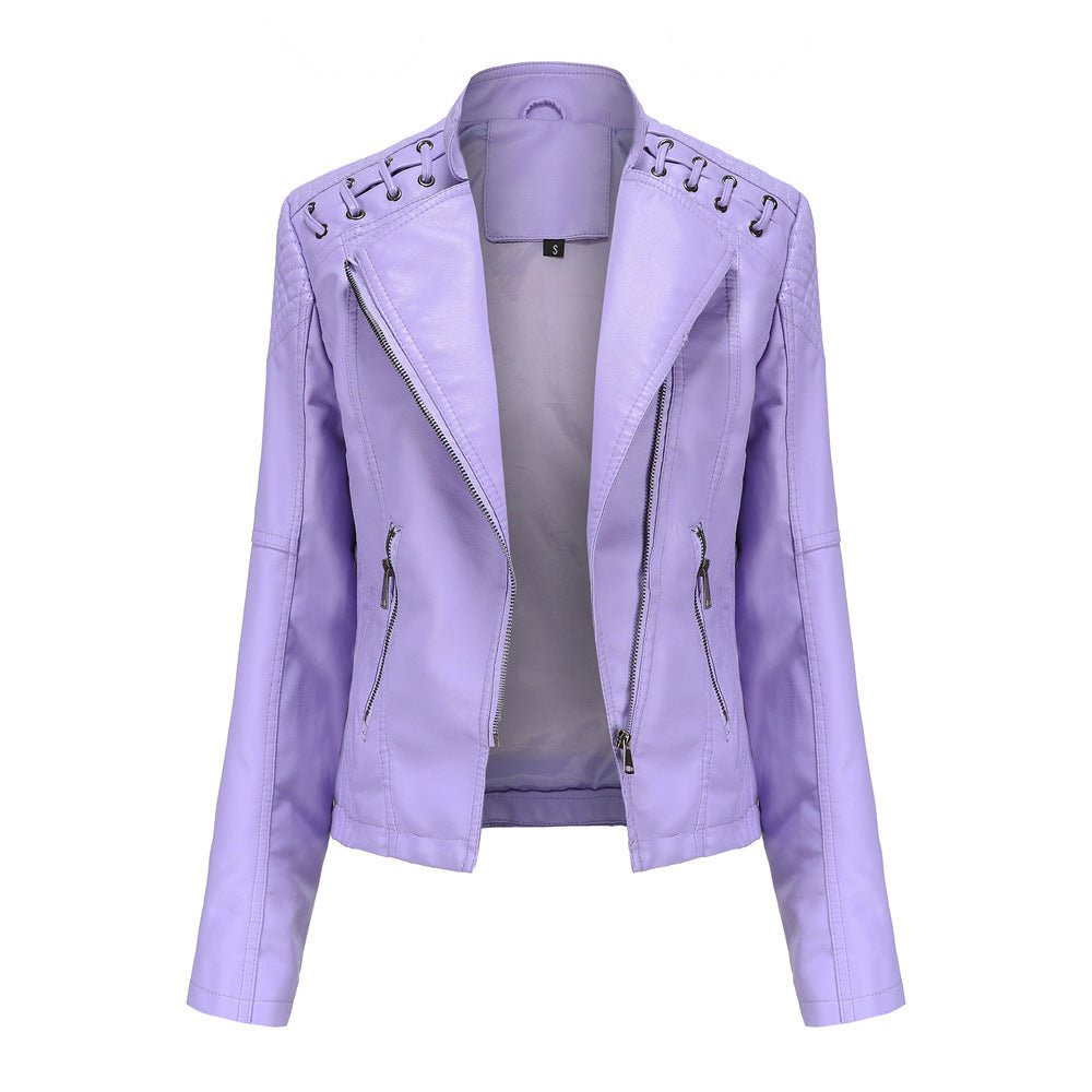 Variant image for Damen Bikerjacke Asymmetrischer Synthetikleder-65