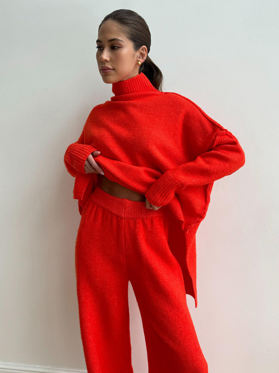 Damen-Set: Oversize-Pullover und weite Hose, Strickqualität-4