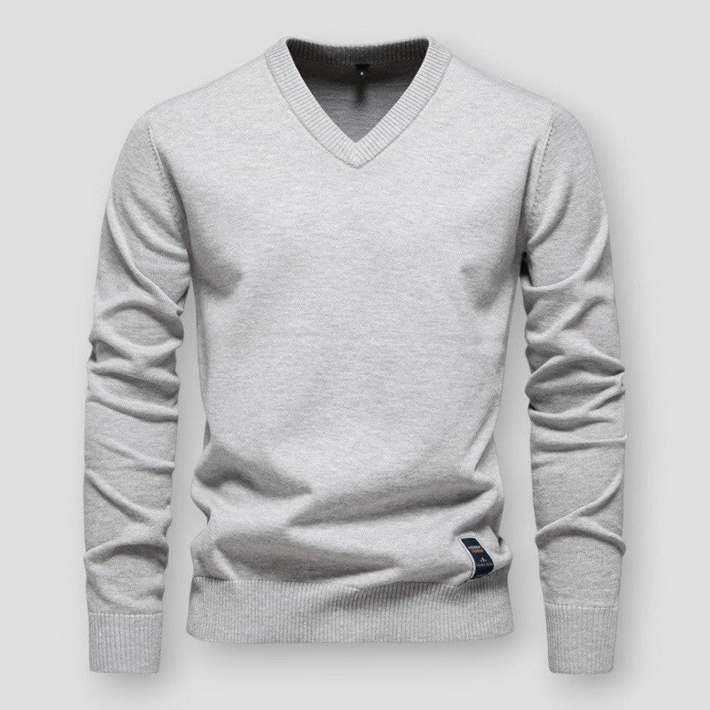 Herrenpullover, V-Ausschnitt, weicher Wollmix, moderne Passform-5