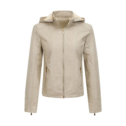 Damen Winterjacke mit Kapuze Synthetikleder Figurbetontes Design-6