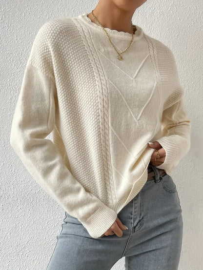 Damen-Zopfstrickpullover, weiches Material-2