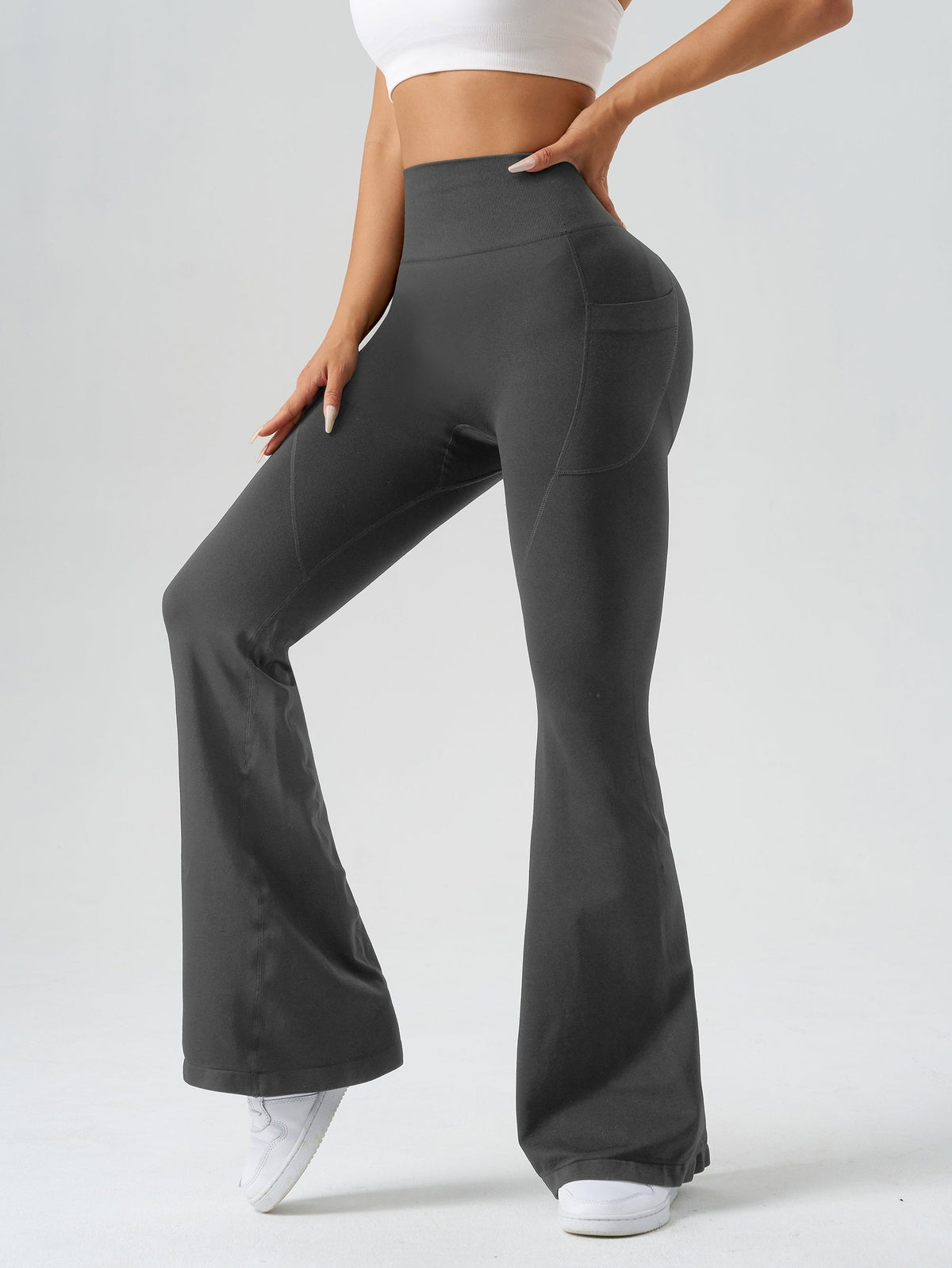 Hochtaillierte Blumenhosen für Frauen aus Polyester und Elastan – bequeme und figurbetonte Passform, mehrere Größen 1