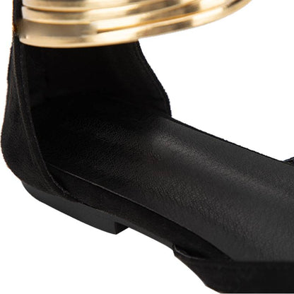 Damen-Gladiator-Sandalen, mit Knöchelriemen, Reißverschluss, Flock-4