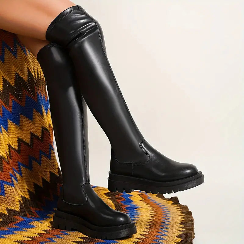 Damen Wasserdichte Stiefel Plateau Wollfutter Komfort-2
