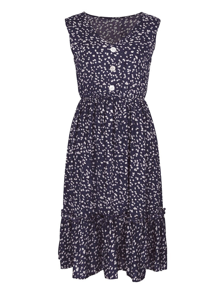 Variant image for Damen-Midikleid, geblümt V-Ausschnitt, Polyester, und Baumwolle-9