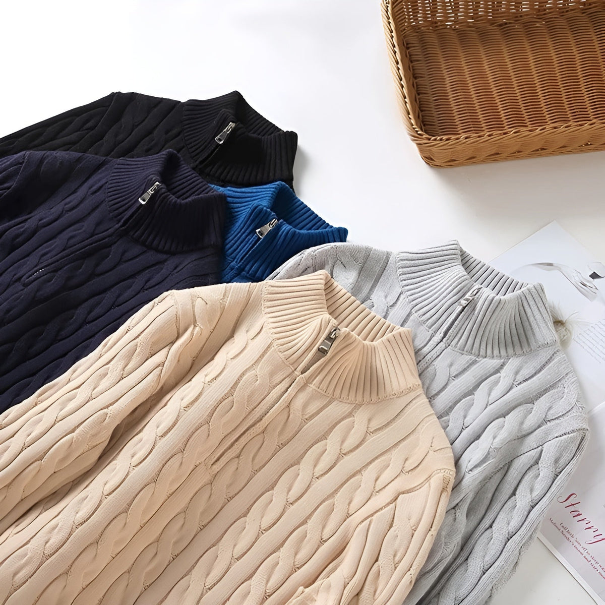 Herren-Pullover, Zip, geflochten, Design für, kaltes Wetter 2