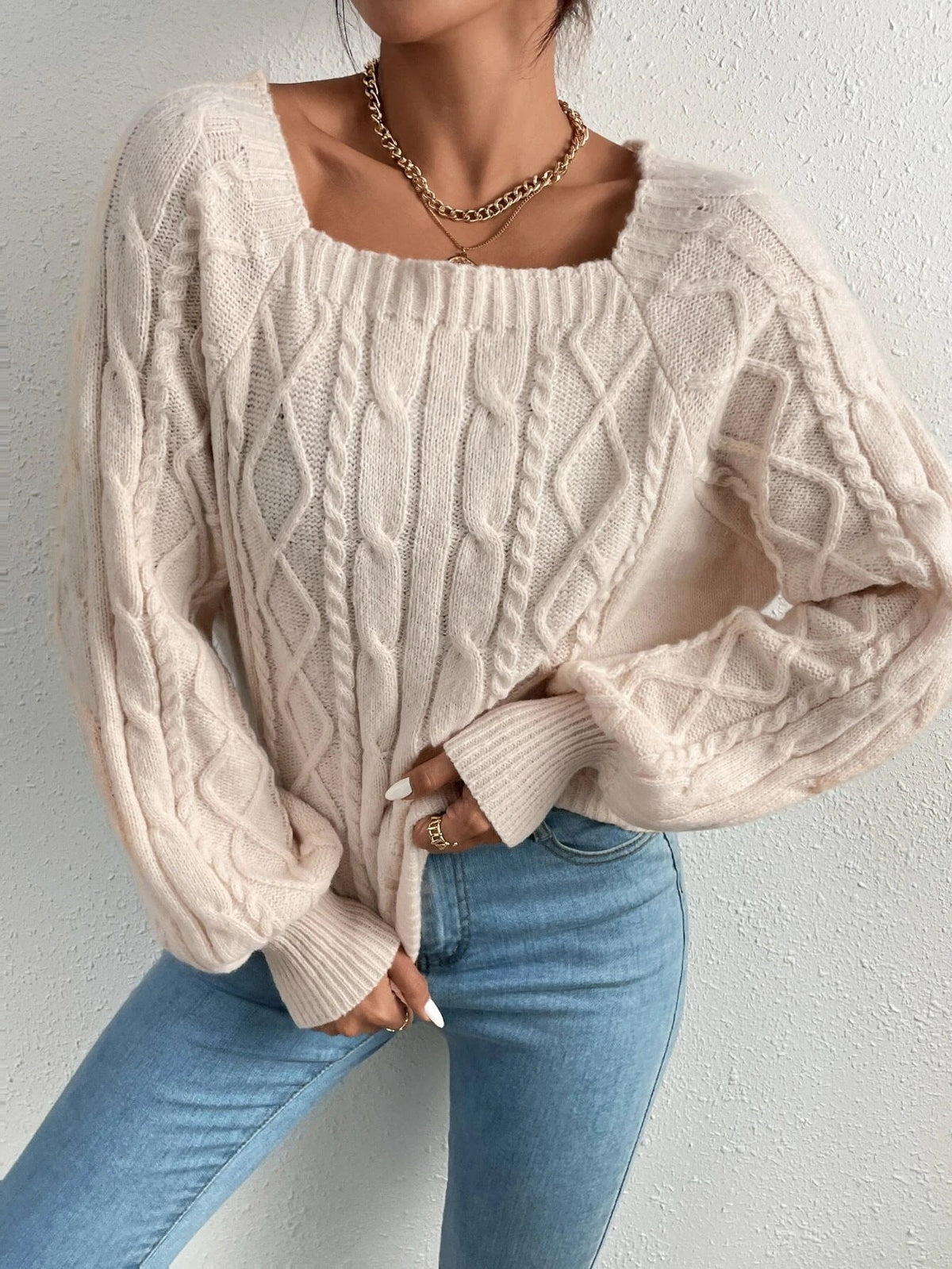 Herrenpullover mit viereckigem Ausschnitt, modernes Design, aus 100 % Baumwolle 1