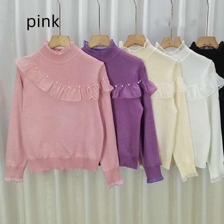Damenpullover mit Perldekoration Weiches Textil-6