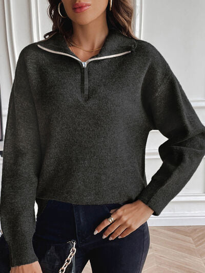 Langarm-Herrenpullover mit halbem Reißverschluss – 100% Baumwolle, eleganter Kragen, normale Passform 9