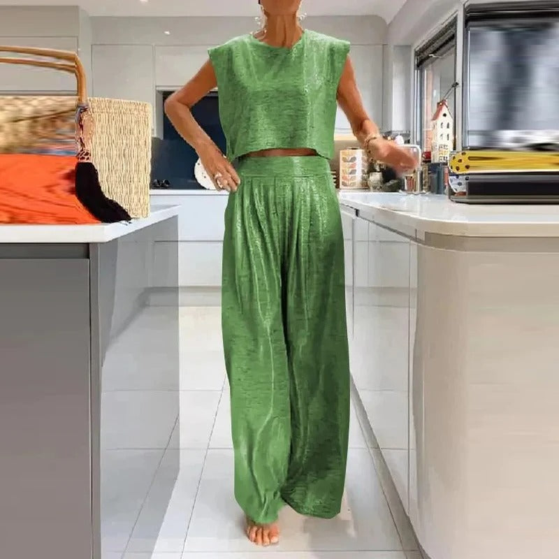 Variant image for Damen-Set, Top und Hose glänzendes Material-11