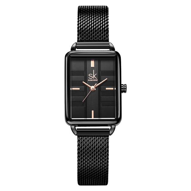 schicke Herrenuhr, rechteckiger minimalistischer Edelstahl 6