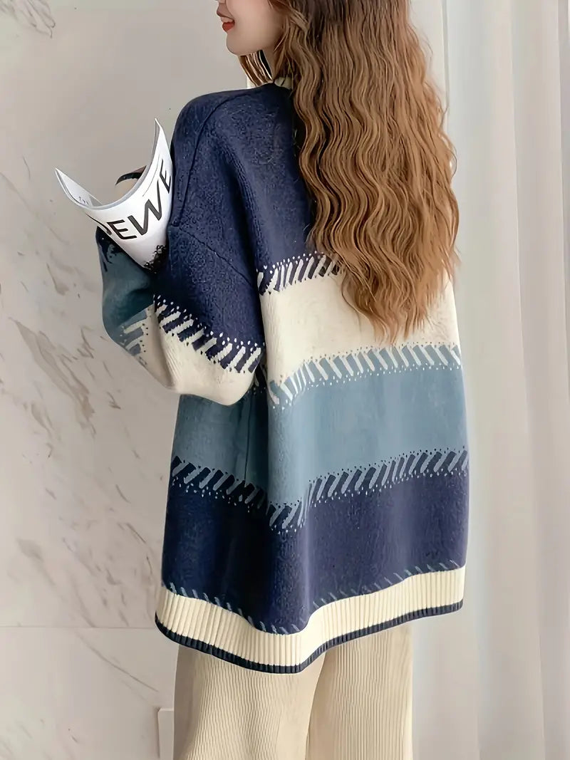 Damen-Oversize-Pullover, weiche Materialmischung-2