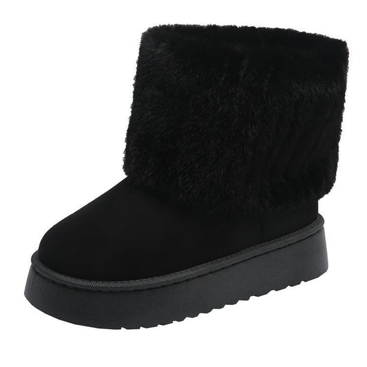 Gefütterte Damen-Winterstiefel, Plüschmaterial, mit robuster Sohle-1