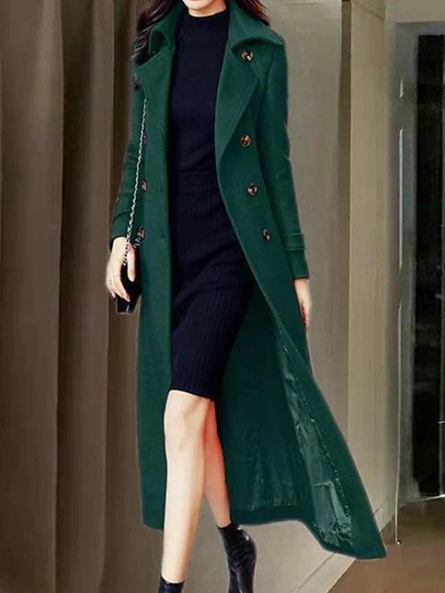 Langer Wintermantel Damen Elegant Polyester Wolle-6
