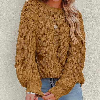 Damen-Lässiger Strickpullover, weicher Stoff-1
