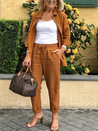Damen-Langarm-Hemd, Hose, Set, aus Weichem Material, für Sommerkleidung-2