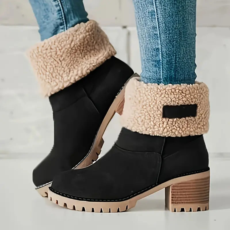 Damen-Schneestiefel, wadenlang, Fleecefutter, lederähnlich-1