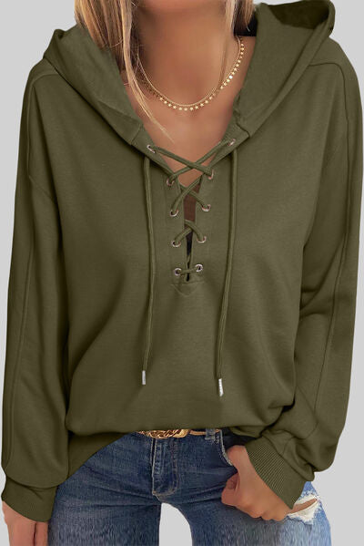 Damen-Boho-Schnürpullover, weiche Stoffmischung-5