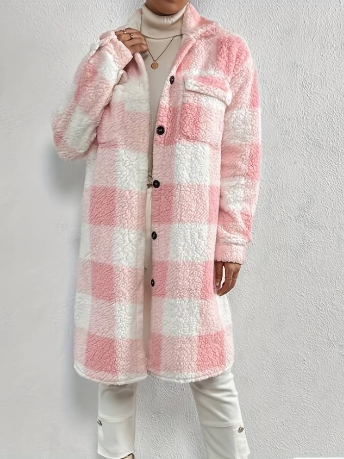 Damen-Fleece-Mantel, verspieltes Muster, flauschiges Material 6