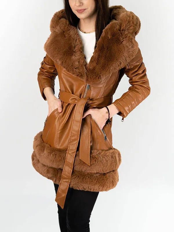 Variant image for Langer Wintermantel Damen Schlichtes Design Polyester mit Taschen-1