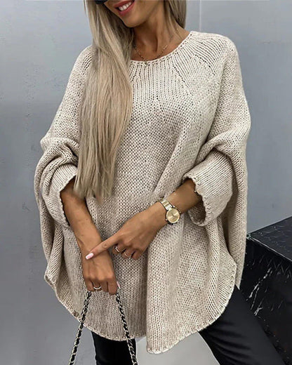 Damen-Cape-Pullover, schick, gestrickt, weiches Material-2