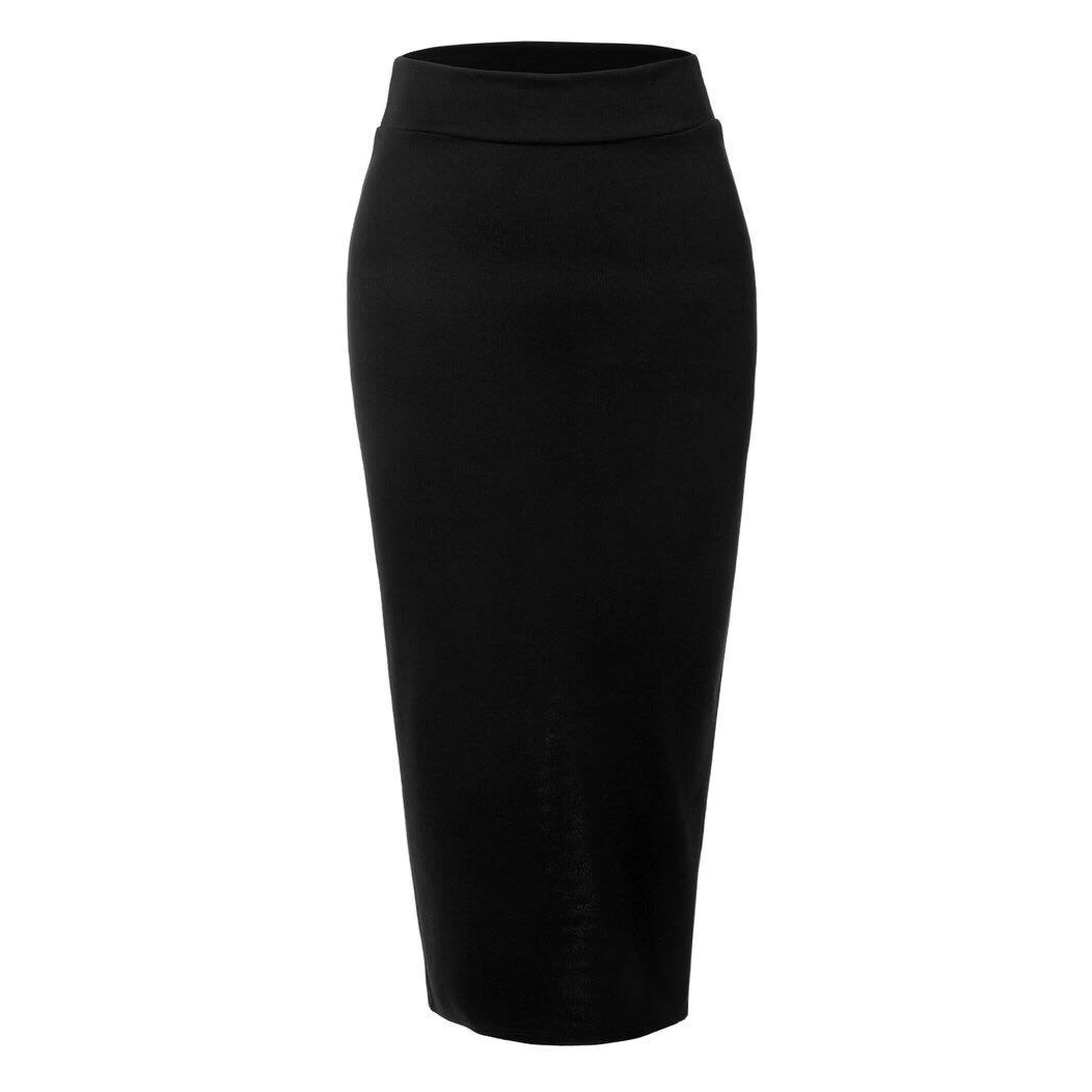 Damen-Maxirock Bleistiftstil Elastischer Bund 100% Polyester 3