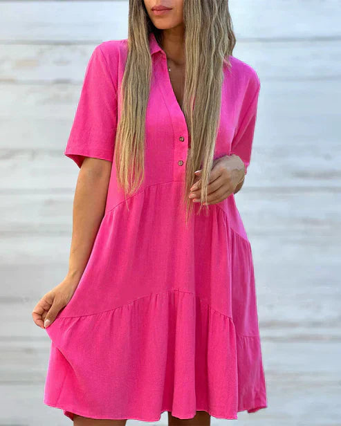 Damen-Kleid, mit Revers stilvolles Design leichte Materialien elegante Passform-3