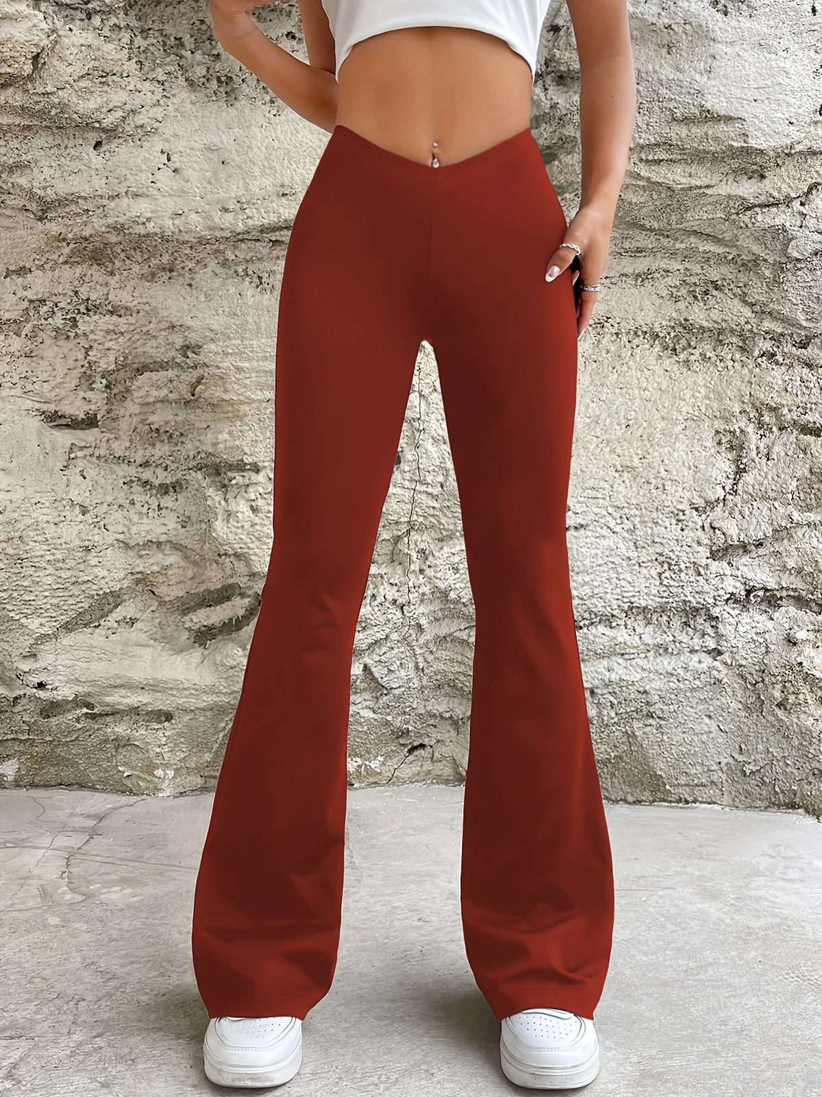 Variant image for Damen-fließende Hose, hohe Taille, moderner Stoff-7