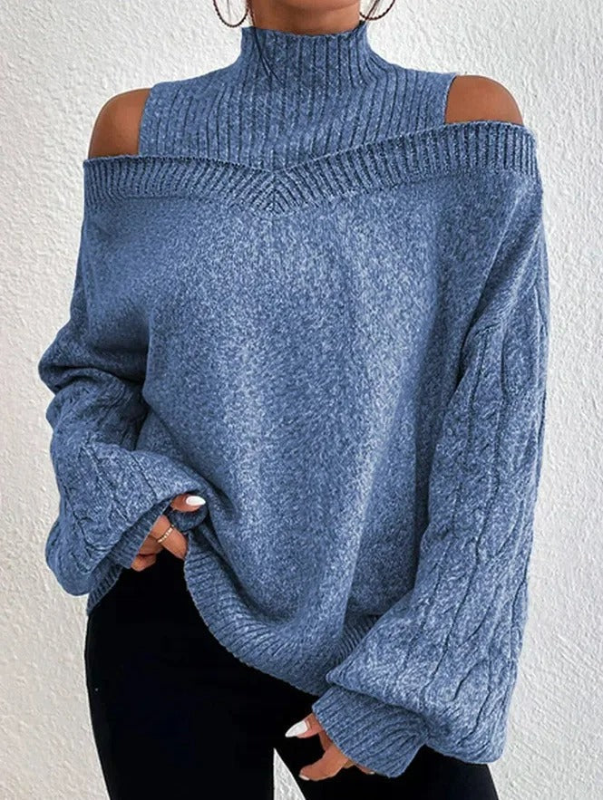 Damen Schulterfreies Top Trendig Baumwollmix Loose Fit-3