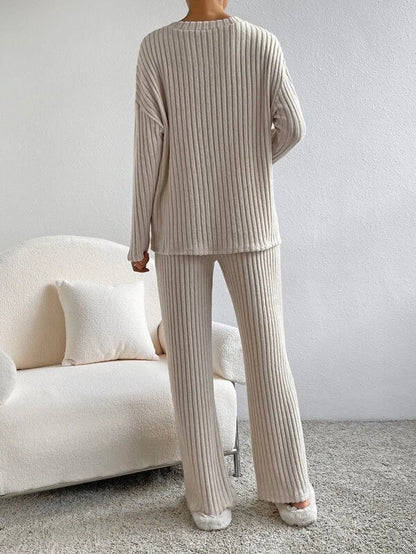 Damen Winter-Set Pullover und Hose Weiche Strickware-2