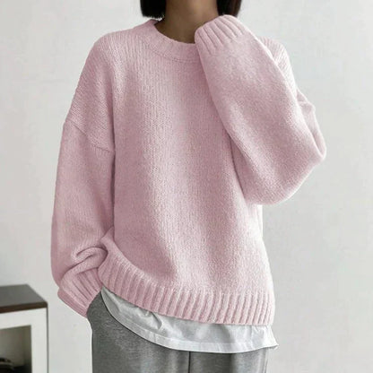 Damen-Strickpullover mit Rundhals aus weicher Acrylmischung – Rosa, vielseitig und bequem für Herbst und Winter 3
